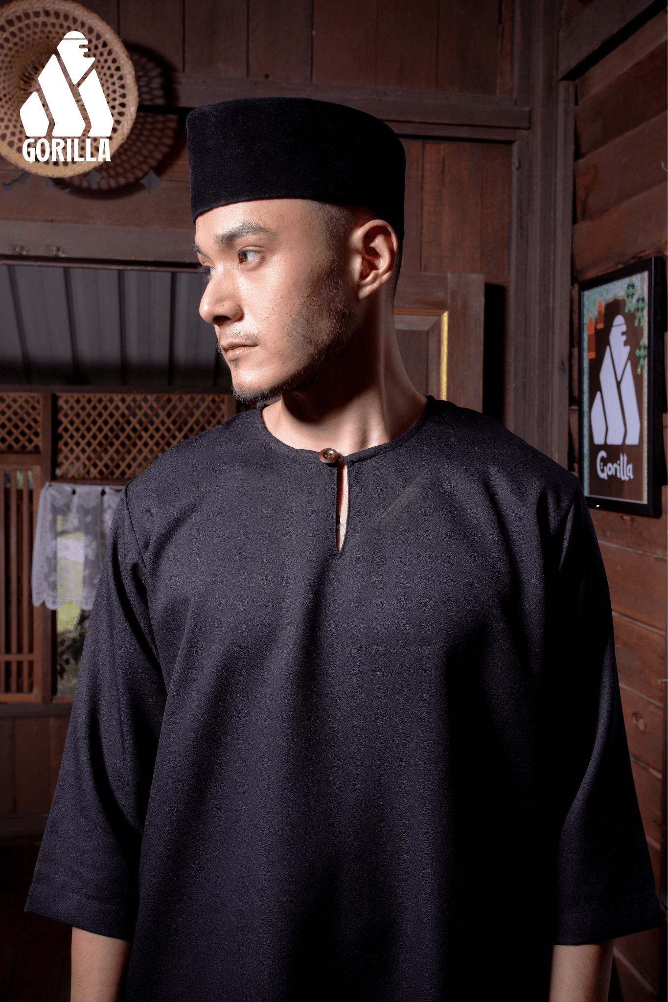 Black - Kurta Modern Classic - Gorilla - kurta.my